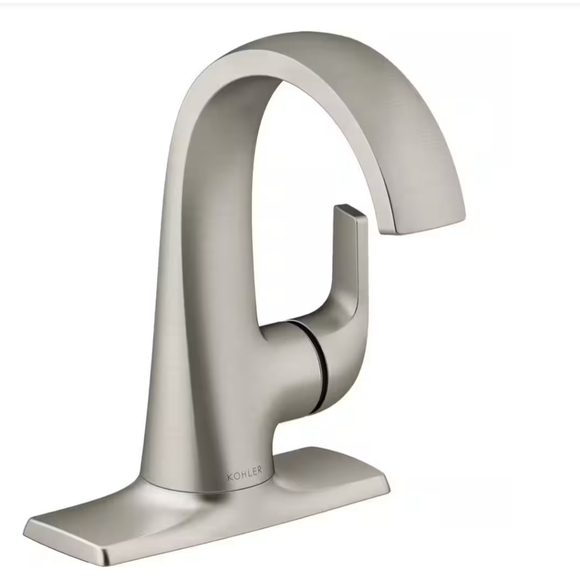 KOHLER Cursiva Single Handle Single Hole Bathroom Faucet in Brushed Nickel